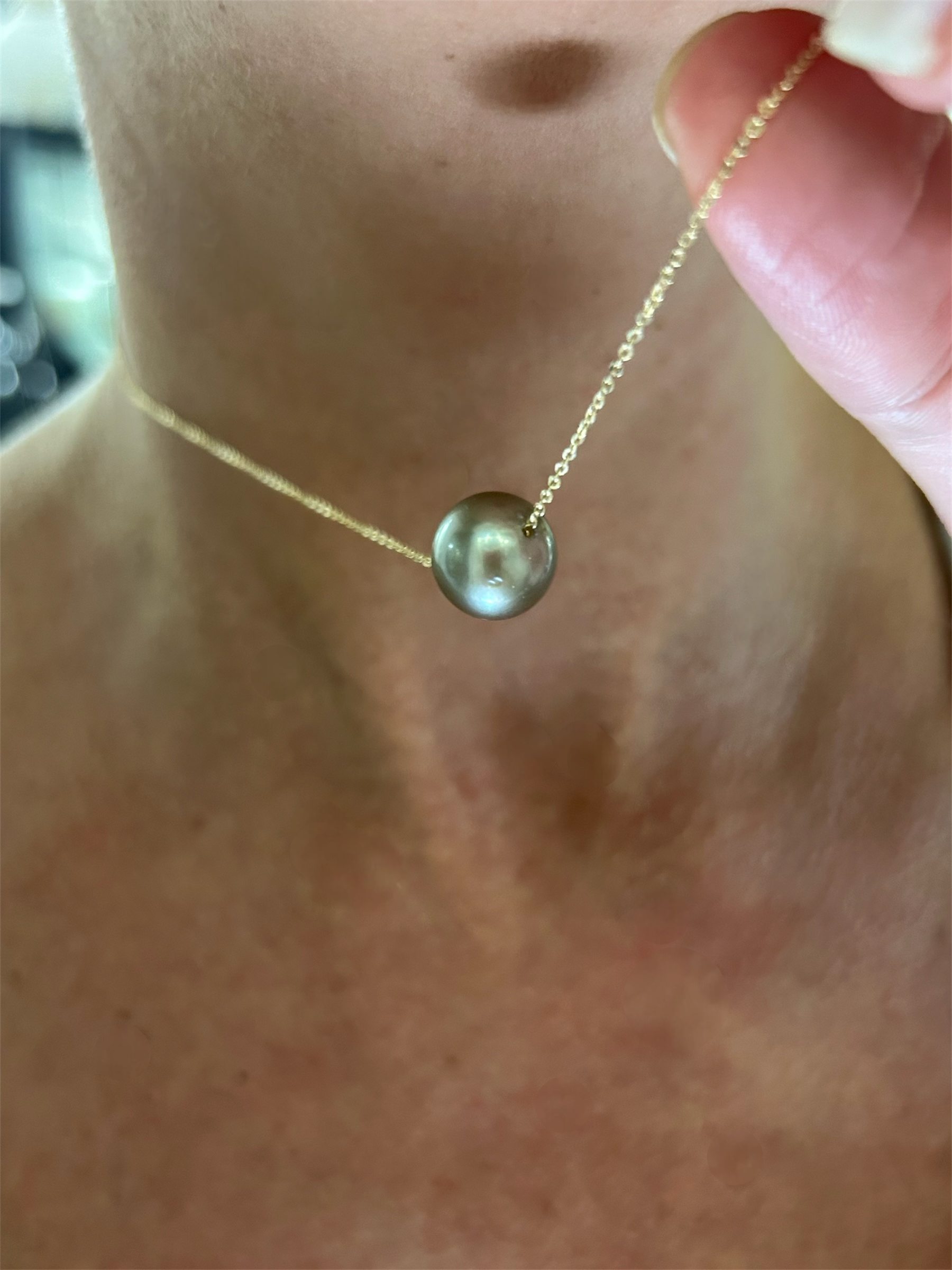 Collana in oro 9 kt e perla tahitiana