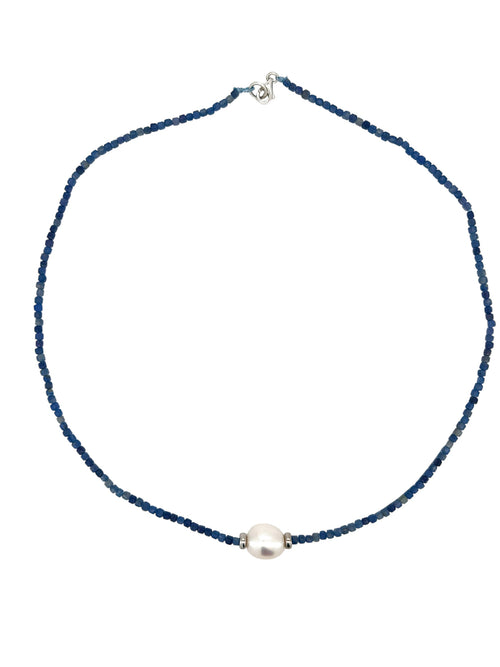 Collana con filo di zaffiri e perla