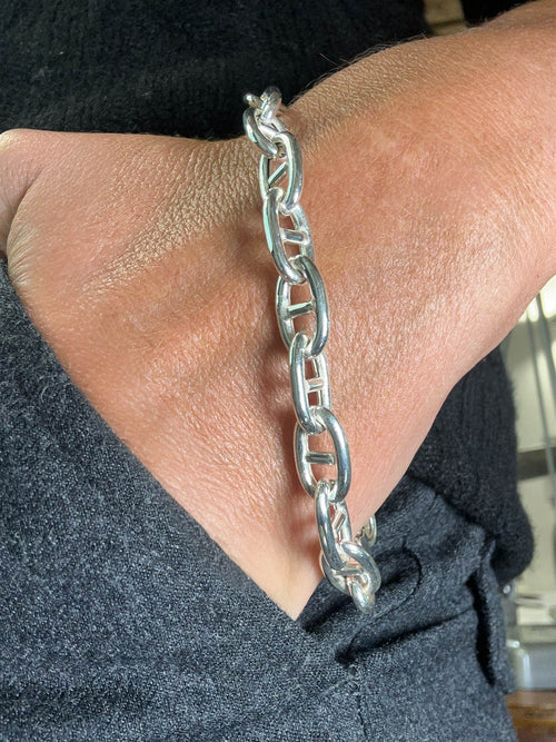 Bracciale maglia fantasia in argento